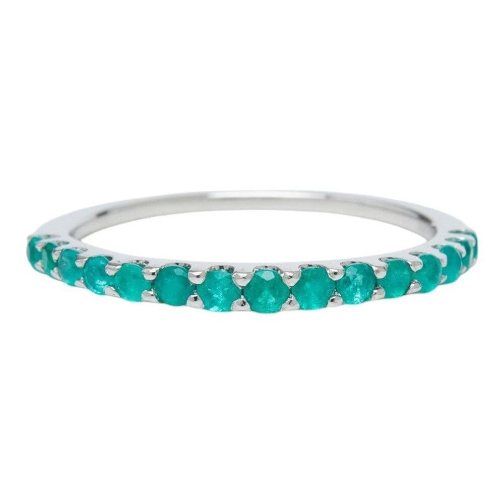 0.35ct Emerald GSTV Half Eternity Ring 17 Platinum 950 Silver